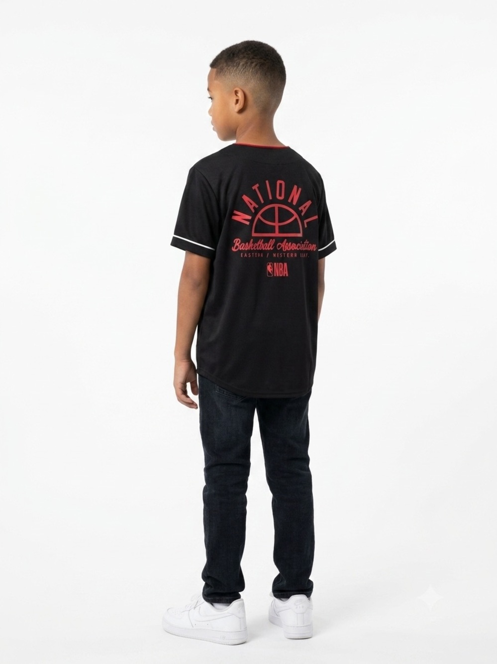 Boy’s Black & Red NBA Baseball Button Down Shirt